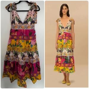 Farm Rio Mixed Flowers Midi Dress